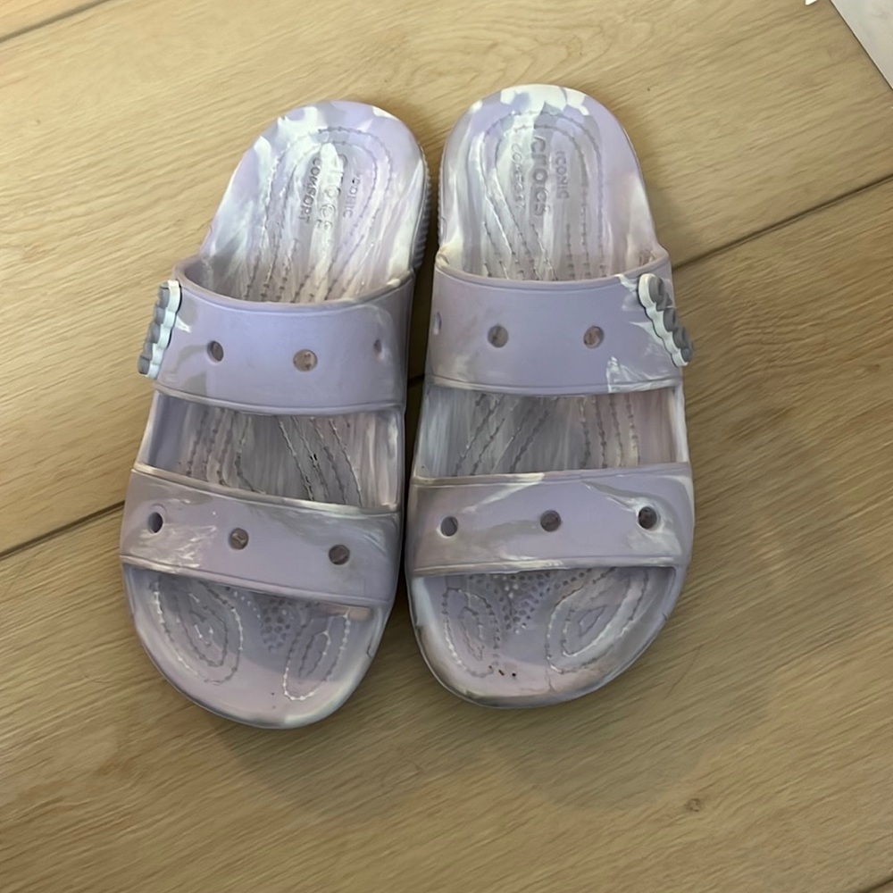 Purple marble Crocs